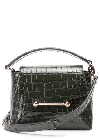 Mosaic Nano green croc-embossed leather top handle bag