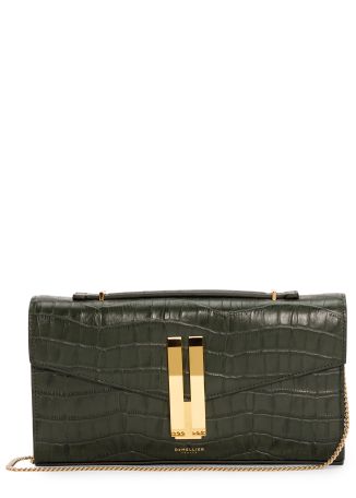 The Vancouver green croc-embossed leather clutch
