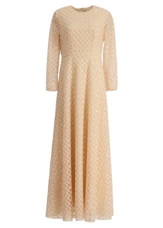 Anissa nude crystal-embellished tulle gown