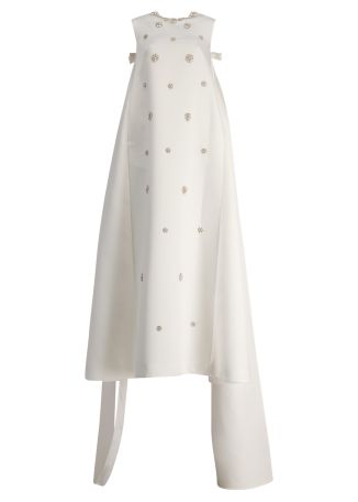 Amoret white crystal-embellished satin gown