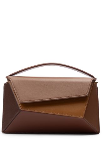 Small Naomi brown asymmetrical leather top handle bag