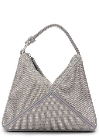Mini Flex silver rhinestone-embellished leather top handle bag