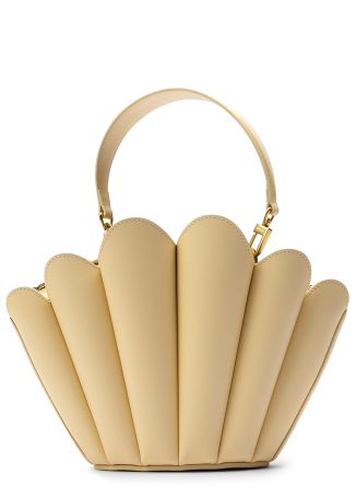 Seashell yellow panelled leather tote