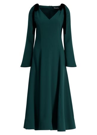 Claribel green bow-embellished midi dress