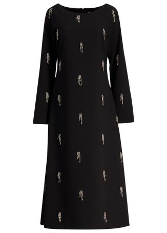 Coretta black crystal-embellished crepe midi dress