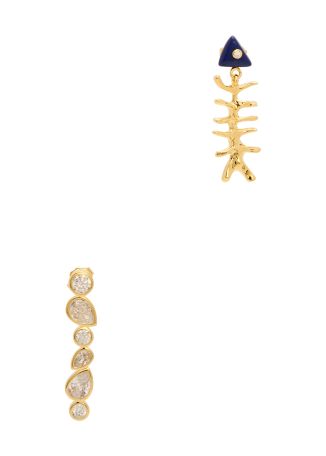 Pescado mismatched 18kt gold-plated drop earrings