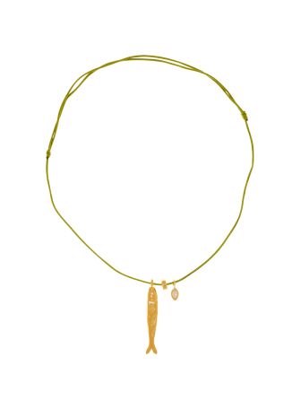 Isda green crystal-embellished cord necklace
