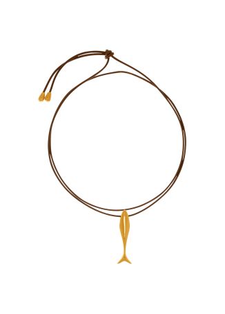 Minnow brown wrap cord necklace