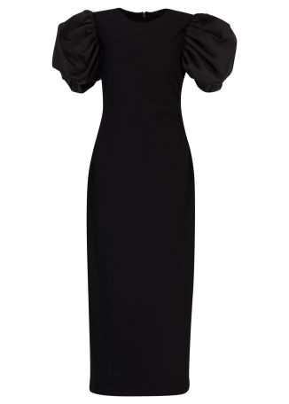 Black crepe midi dress