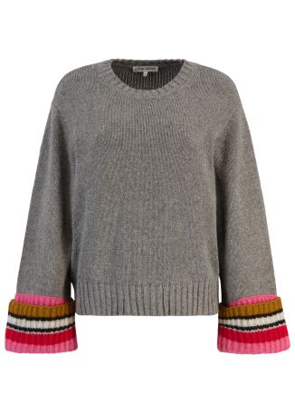 Stripe-detail cotton-blend jumper