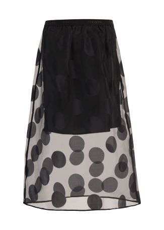Black printed organza midi skirt