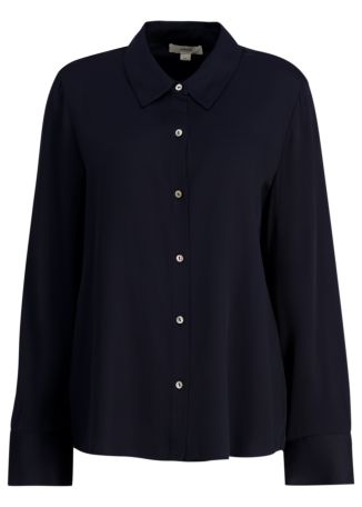 Navy silk-blend shirt