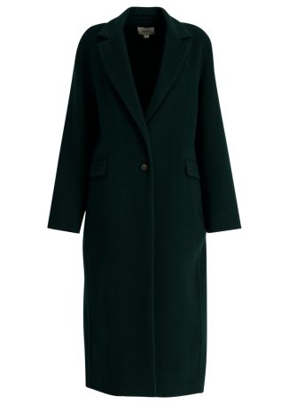 Green single-breasted wool-blend coat