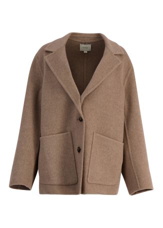 Beige single-breasted wool-blend blazer