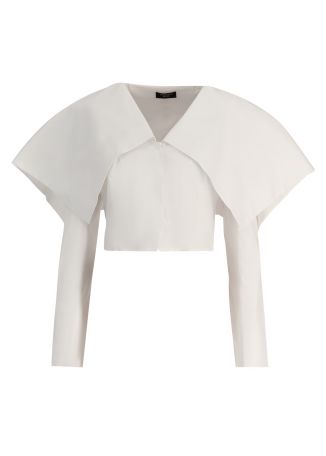 White cropped stretch-cotton top
