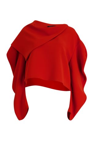 Orange draped crepe top