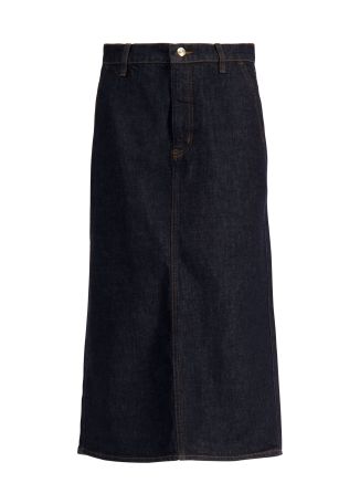 Navy denim midi skirt