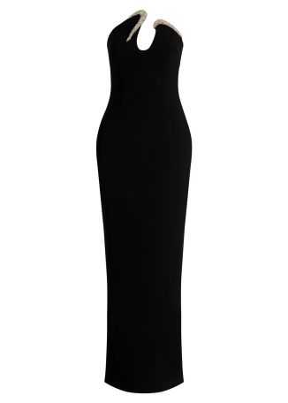 Tessa black strapless crepe gown