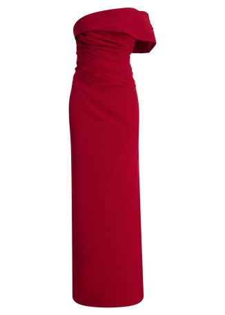 Gale red off-the-shoulder taffeta gown