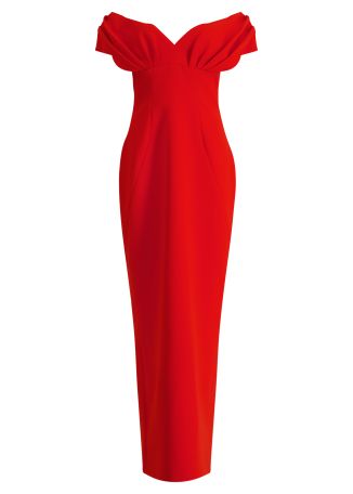 Myra red draped crepe gown