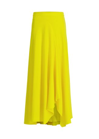 Asha yellow asymmetrical crepe maxi skirt