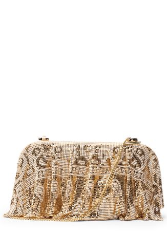 Venus La Grande gold embellished mesh clutch