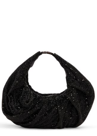Yennefer black embellished mesh top handle bag