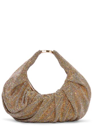 Yennefer crystal-embellished mesh top handle bag