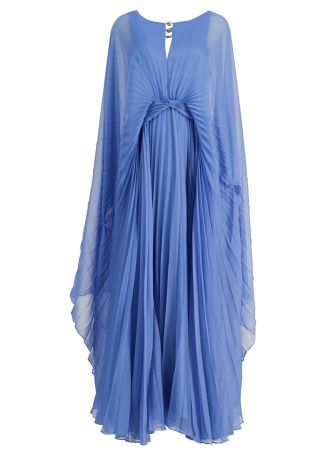 Orleton blue pleated chiffon maxi dress