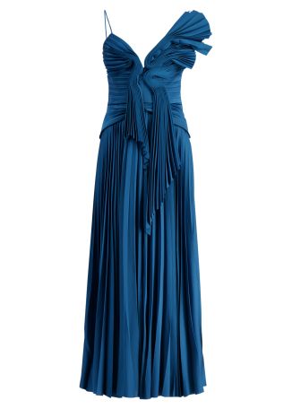 Abenhall blue pleated maxi dress