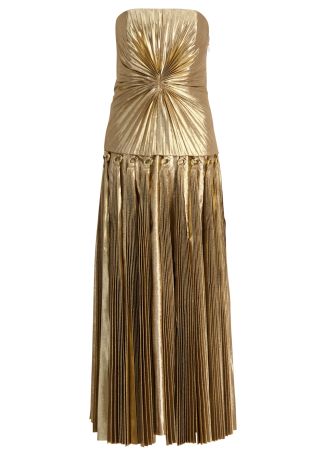 Fintry gold pleated maxi dress