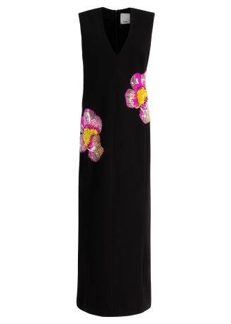 Eastonhill black floral-embellished crepe maxi dress