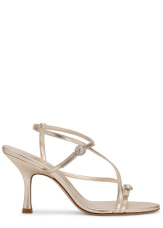 Kensington Strappy 85 gold metallic leather sandals