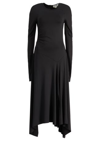 Black ruched stretch-jersey midi dress