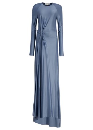 Blue knot-detail stretch-jersey gown