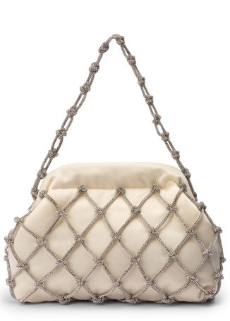 BonBon Nodi crystal-embellished satin clutch