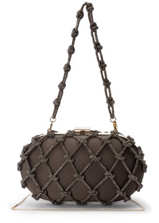 Erato Nodi grey crystal-embellished clutch