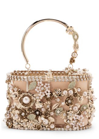 Mini Holli Bouquet gold crystal-embellished top handle bag