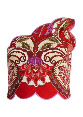 Odara Scallops one-shoulder linen-blend top