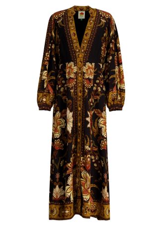 Majestic Garden printed rayon maxi dress