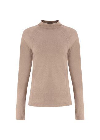 Always Warm beige logo stretch-jersey top