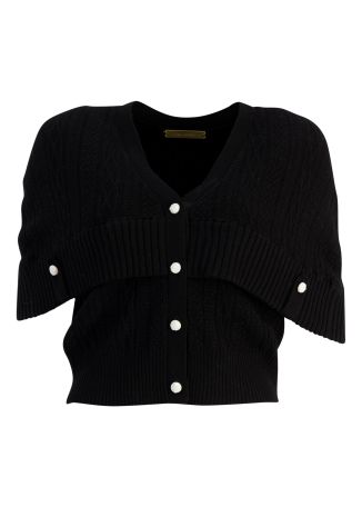 Kate black cape-effect wool-blend cardigan