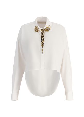 Raffy white sequin-embellished cotton shirt