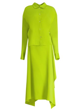 Yellow tie-detail satin midi dress