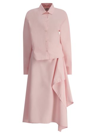 Pink tie-detail satin midi dress