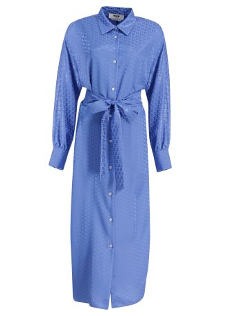 Blue belted midi dress