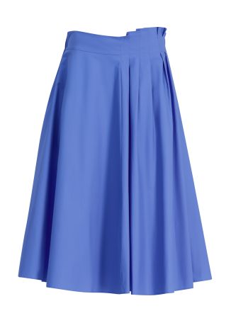 Blue flared cotton midi skirt