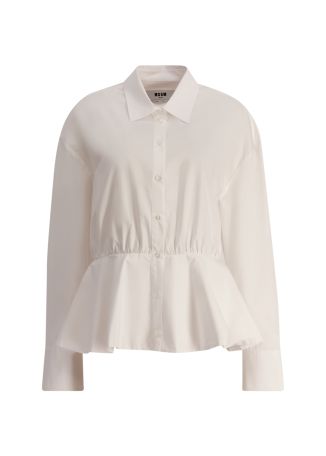 White gathered cotton shirt