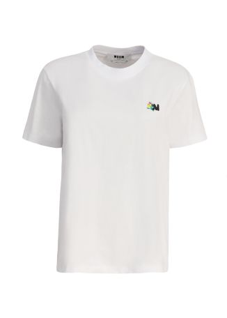 White logo-embroidered cotton T-shirt