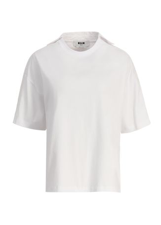 White cotton-blend T-shirt
